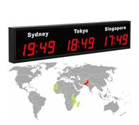 Reloj digital LED mundial para 3/4/5 zonas horarias, reloj de pared para hoteles y empresas multinacionales