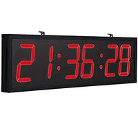 Reloj digital LED para gimnasio con control remoto, cronómetro, alarmas, temporizador, humedad y temperatura, reloj de pared de gran tamaño de 27,8 x 7,6 pulgadas para oficina, casa, lugar público