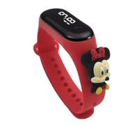 Reloj Digital led, Pulsera de Silicona niño niña Deporte Dibujos Animados Resistente al Agua - Correa Compatible mi Band (Minnie Rojo)