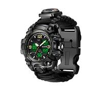 Reloj Digital Militar de Supervivencia 23 en 1 para Hombre, táctico, Multifuncional y Ajustable, Resistente al Agua, Deportivo, Doble Esfera, con brújula y Correa de paracaídas, Negro, Digital