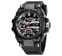 Reloj digital multifunción para hombre, resistente al agua, pantalla de hora doble, cronógrafo, cronómetro, alarma, fecha, calendario, semana, visualización militar, para hombre, Negro, Deportivo