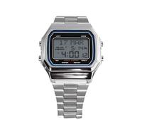 Reloj Digital Musulmán, Recordatorio de Oración, Correa de Acero Inoxidable, Resistente Al Agua hasta 30 M, Multifuncional, Caja Plateada, Cuerpo