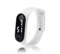 Reloj Digital, Pantalla de Luz Blanca LED, Espejo de Plástico, Movimiento Electrónico, Correa de Silicona, Reloj Deportivo, Pulsera Inteligente, para Niños, Mujeres (Blanco)