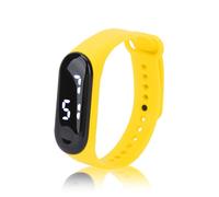 Reloj Digital, Pantalla de Luz Blanca LED, Espejo de Plástico, Movimiento Electrónico, Correa de Silicona, Reloj Deportivo, Pulsera Inteligente, para Niños, Mujeres (Amarillo)