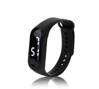 Reloj Digital, Pantalla de Luz Blanca LED, Espejo de Plástico, Movimiento Electrónico, Correa de Silicona, Reloj Deportivo, Pulsera Inteligente, para Niños, Mujeres, Hombres (Negro)