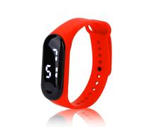 Reloj Digital, Pantalla de Luz Blanca LED, Espejo de Plástico, Movimiento Electrónico, Correa de Silicona, Reloj Deportivo, Pulsera Inteligente, para Niños, Mujeres, Hombres (Rojo)