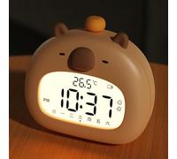 Reloj Digital Para Niños: Bonito Reloj Despertador De Carpincho, Luz Nocturna Cálida Ajustable, Control De Brillo Continuo, Decoración De Escritorio Silenciosa Que No Hace , Funciona Con Pilas R