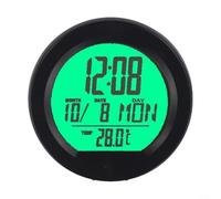 Reloj digital para salpicadero de coche con lectura de temperatura, colección de energía solar y funcionamiento opcional de la batería, además de retroiluminación adaptativa día-noche (verde)