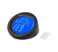 Reloj digital para salpicadero de coche con lectura de temperatura, colección de energía solar y funcionamiento opcional de la batería, además de retroiluminación adaptativa día-noche (azul)