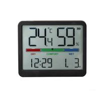 Reloj digital, reloj electrónico delgado con pantalla LCD para montaje en pared, reloj despertador multifuncional simple con temperatura (negro)
