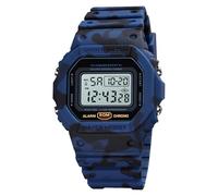 Reloj Digital Resistente para Hombre, Estilo Militar, Sumergible con Cronómetro, Luz EL, Alarma, Escuela, Senderismo, Entrenamiento o Uso Diario Casual(Blue Camo)