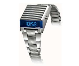 Reloj Digital Retro De Archivo Bulova Computron 96C139 Para Hombre Azul Plateado