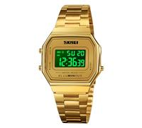 Reloj digital unisex de lujo deportivo reloj de pulsera de moda cronómetro electrónico con alarma cuadrada para mujeres y hombres, Oro, Moda