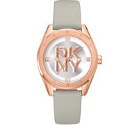 Reloj DKNY DK1L016L0035 Mujer Cuarzo Acero Correa Cuero Esfera Plata Nuevo