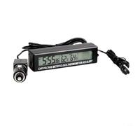 Reloj electrónico 3 en 1 para coche con termómetro y voltímetro, indicador de temperatura interior/exterior, control de voltaje para coche de 12 V/24 V, pantalla LED naranja/azul, cable de 1,5 m