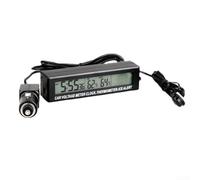 Reloj electrónico 3 en 1 para coche, termómetro, voltímetro con enchufe, indicador de temperatura interior y exterior, control de voltaje de a bordo de 12 V/24 V con función de alarma, advertencia de
