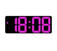 Reloj electrónico colorido controlado por voz con pantalla LED grande, alarma, calendario y decoración del hogar, dormitorio y oficina (rosa)