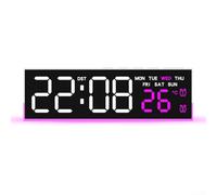 Reloj electrónico de luz nocturna LED con brillo suave, brillo ajustable y visualización de temperatura con simple cambio entre unidades Celsius y Fahrenheit (rosa)