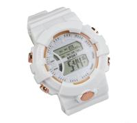 Reloj electrónico deportivo minimalista construido con materiales de resina y PVC para un contacto suave y suave con la piel (blanco)