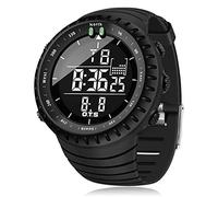 Reloj electrónico digital movimiento de cuarzo de muñeca deportivo para hombres Palada, resistente al del agua, militar casual de negocio con retroiluminación LED - Negro.