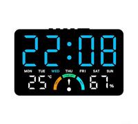 Reloj electrónico LED con humedad, reloj de pared digital de pantalla grande que muestra la fecha y la alarma del día, termómetro higrómetro interior para combo para mesita de noche, oficina