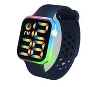 Reloj electrónico LED Y1 Cool Arco Iris Cuadrado Impermeable Luminoso Digital Deportivo Moda Pareja Estudiante Reloj, Azul Tinta, 24