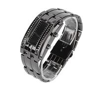 Reloj Electrónico, Reloj LED Pantalla de Modo de Tiempo Binario único Estructura de Arco Convexo Reloj de Pulsera LED Resistente Al Agua Reloj Electrónico, Reloj de (Black)