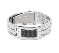 Reloj Electrónico, Reloj LED Pantalla de Modo de Tiempo Binario único Estructura de Arco Convexo Reloj de Pulsera LED Resistente Al Agua Reloj Electrónico, Reloj de (Silver)