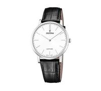 Reloj FESTINA para Hombre F20012/1 Swiss Made Caja de Acero Inoxidable 316l Plateado Correa de Cuero Negro