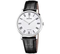 Reloj FESTINA para Hombre F20012/2 Swiss Made Caja de Acero Inoxidable 316l Plateado Correa de Cuero Negro