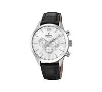 Reloj FESTINA para Hombre F20542/1 Timeless Chronograph Caja de Acero Inoxidable 316l Plateado Correa de Cuero Negro