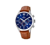 Reloj FESTINA para Hombre F20542/3 Timeless Chronograph Caja de Acero Inoxidable 316l Plateado Correa de Cuero Marrón