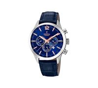 Reloj FESTINA para Hombre F20542/4 Timeless Chronograph Caja de Acero Inoxidable 316l Plateado Correa de Cuero Azul