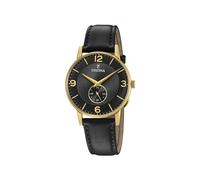 Reloj FESTINA para Hombre F20567/4 Correa Clasico Caja de Acero Inoxidable 316l Dorado Correa de Cuero Negro