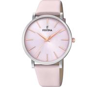 Reloj FESTINA para Mujer F20371/2 Boyfriend Caja de Acero Inoxidable 316l Plateado Correa de Cuero Rosa