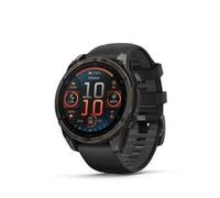 Garmin Fenix 8-47 mm, AMOLED, Gris Zafiro Carbono DLC Titanio sin Silicona Negra/Gris Guijarro