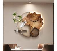 Reloj geométrico abstracto moderno, de pared 3D con iluminación LED decoración plantas verdes, Ideal para salas estar, dormitorios y cocinas, una obra arte silenciosa(C,60*50cm/23.6*19.7in)