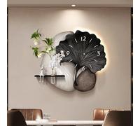 Reloj geométrico abstracto moderno, de pared 3D con iluminación LED decoración plantas verdes, Ideal para salas estar, dormitorios y cocinas, una obra arte silenciosa(D,60*50cm/23.6*19.7in)