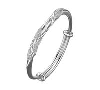 Reloj grabado para hombre, pulseras para mujer, joyería de moda, simple, ajustable, plata 925, brazaletes para mujeres, mamá, esposa, San Valentín, Día de la Madre, talla única, Metal, No es una