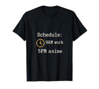 Reloj gráfico de máquina de escribir de anime 9AM Work 5PM Camiseta