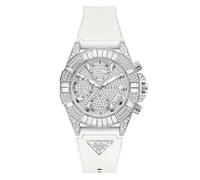 GUESS Iconic 40th GW0814L2 - Reloj analógico para mujer, esfera redonda, color blanco, blanco
