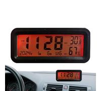 Reloj higrómetro de coche - Termómetro digital solar, retroiluminación LED | Monitor de humedad del vehículo compacto Medidor de temperatura en tiempo real Instrumento decorativo montado en consola
