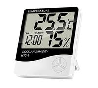 Reloj Higrómetro | Monitor de Temperatura y Humedad | Termómetro Digital de Escritorio | Termómetro Digital con Pantalla LCD | Medidor de Humedad de la Habitación | Medidor de Temperatura | Pack de 1