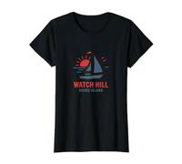 Reloj Hill Rhode Island Sailboat Sunset Design Camiseta gráfica económica, Mujer, Negro, S