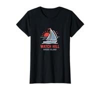 Reloj Hill Rhode Island Sailboat Sunset Design Camiseta gráfica económica, Mujer, Negro, XS