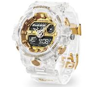 Reloj Hombre Reloj deportivo digital Relojes de Oro Relojes Impermeables con Alarmas/Cuenta Atrás/Reloj de Parada/Digital-Analógicol/Luz/Militar Reloj de Pulsera Multifuncional (Oro Transparente)