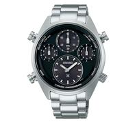 Seiko Speedtimer - Reloj cronógrafo Solar para Hombre, Plateado/Negro., Pulsera