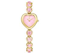 Reloj Idyllia Heart, Pulsera de cristal, Rosa, Acabado tono oro OS
