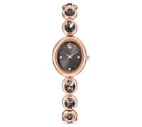 Reloj Imber oval, Fabricado en Suiza, Brazalete de metal, Negro, Acabado tono oro rosa OS