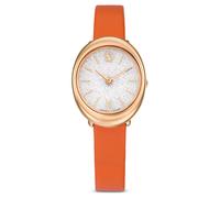 Reloj Imber oval, Fabricado en Suiza, Correa de piel, Naranja, Acabado tono oro rosa OS